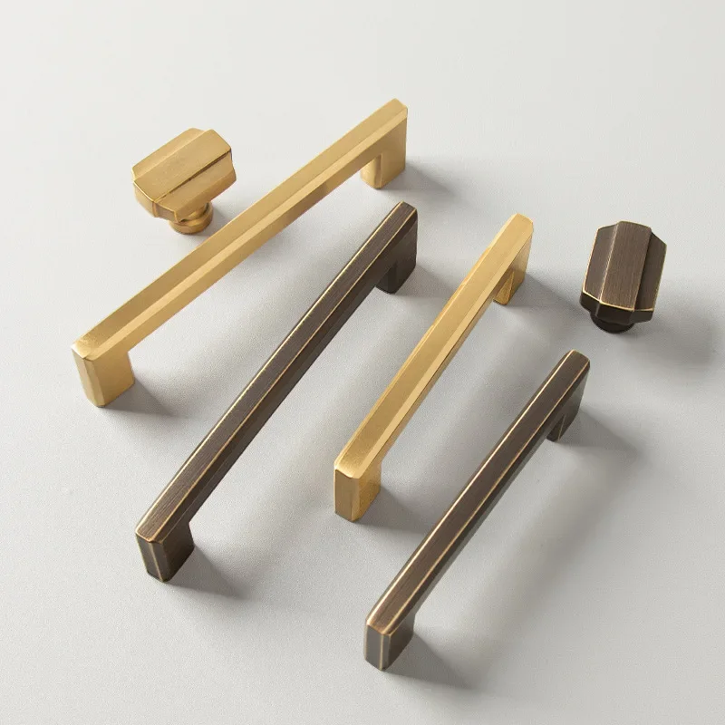 yesLight luxury modern American wardrobe handle brass solid drawer handle single hole versatile wholesale