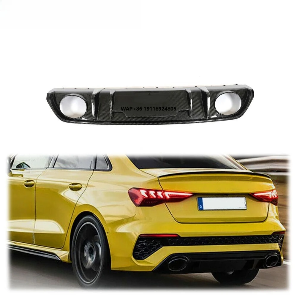 For  RS3 8Y Sedan 2022UP Dry Carbon Fiber Rear Bumper Diffuser Lip Spoiler