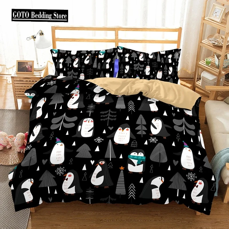 

Beds set cover Cute Bed Set US Au Eu Comforter Bedding Sets Kids Black Bedclothes Duvet Cover +pillowcovers 3d Christmas Bedding