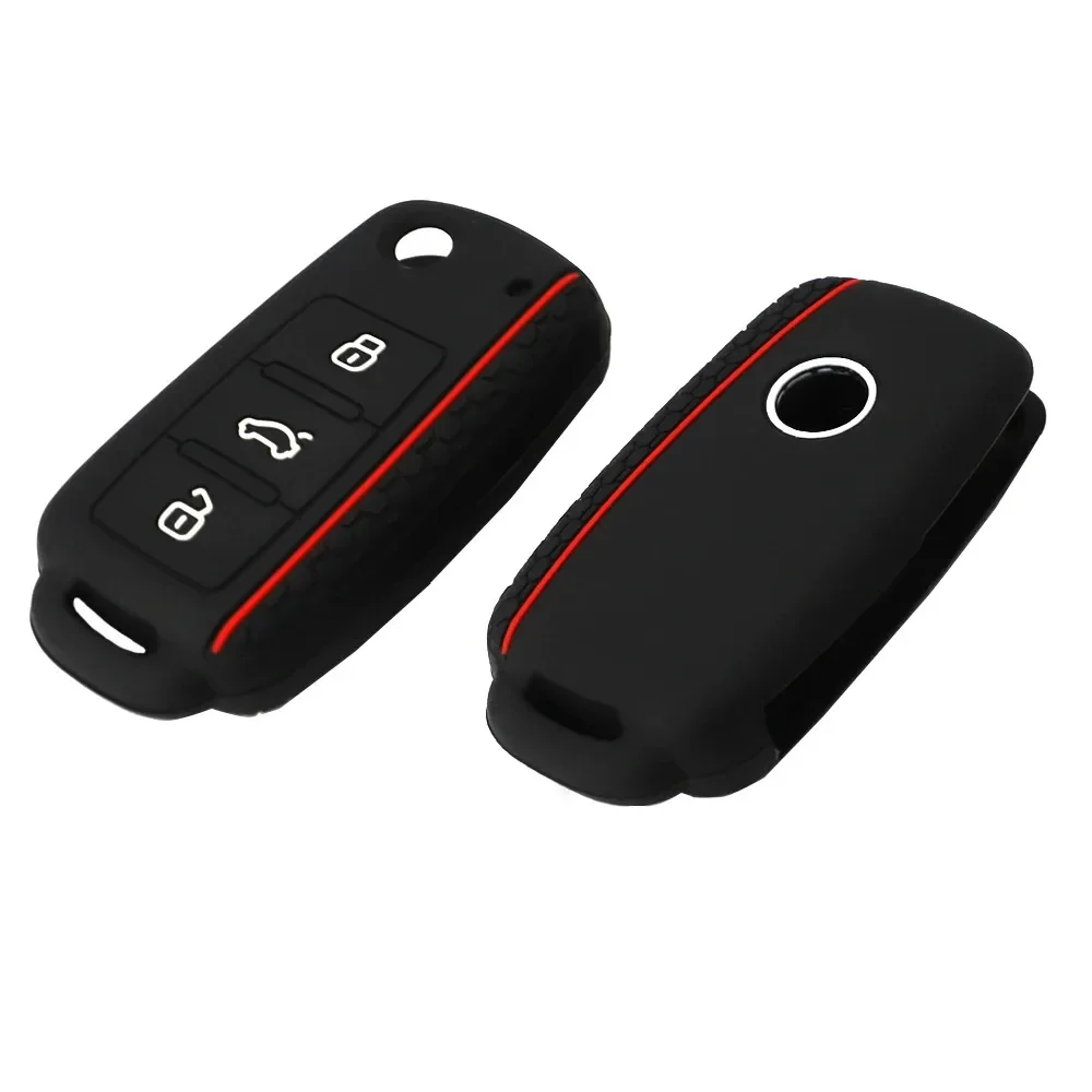 Funda de silicona para llave de coche, 3 botones, para VW Golf 4 5 6 7 Bora Jetta POLO MK4 MK6 Bora Passat B5 B6 Superb Tiguan Beetle