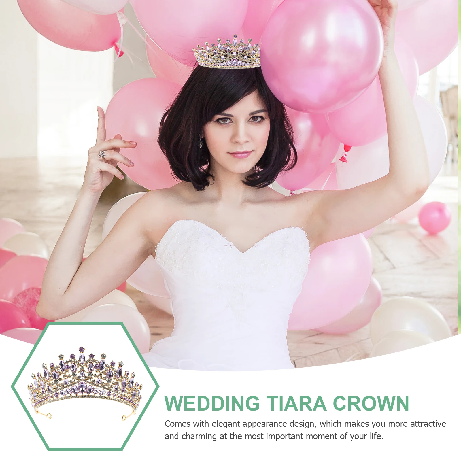 

Rhinestones Crown for Bride Wedding Hair Accessory Lightweight Sparkly Crown Design Headband for Women Birthday Party