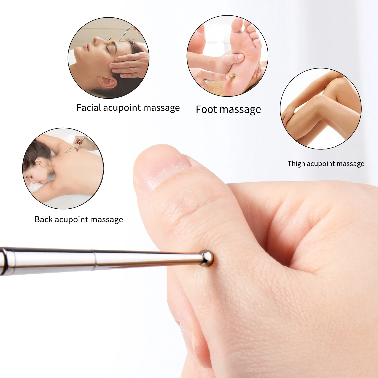 3 قطعة/المجموعة تدليك الوجه رفع أدوات الفولاذ المقاوم للصدأ غوا شا مجلس الطبيعية اليشم الأسطوانة العين مدلك الأذن نقطة الوخز قلم تدليك #5