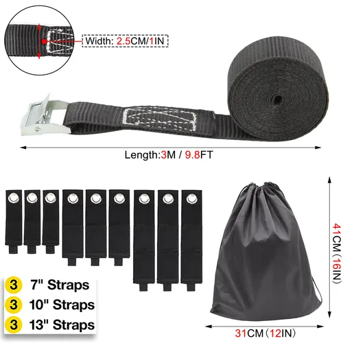 Imagen 2 del producto Correas de amarre de 1100 libras, cinturón de amarre para coche, RV, motocicleta, bicicleta con hebilla de Metal, cuerda de remolque, trinquete fuerte para bolsa de equipaje de carga, Kayak