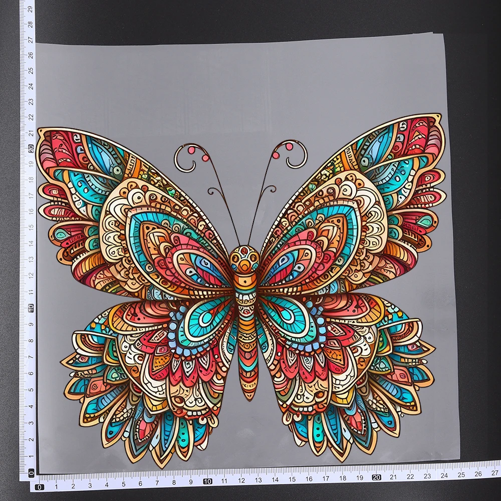 25CM Mandalas Pattern Splicing Animal Owl Heat Transfer Patches For Clothes DIY A-Level Washable Shirt Iron-on Thermal Sticker