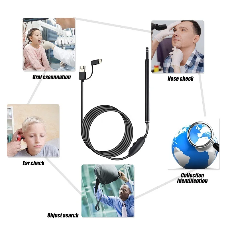 Imagem -06 - Vida Inteligente Saudável Mini Visual Orelha Mais Limpa Usb Endoscópio Câmera à Prova Impermeável Água 5.5 mm Len Fio Macio Tipoc Otoscópio Earpick Borscope