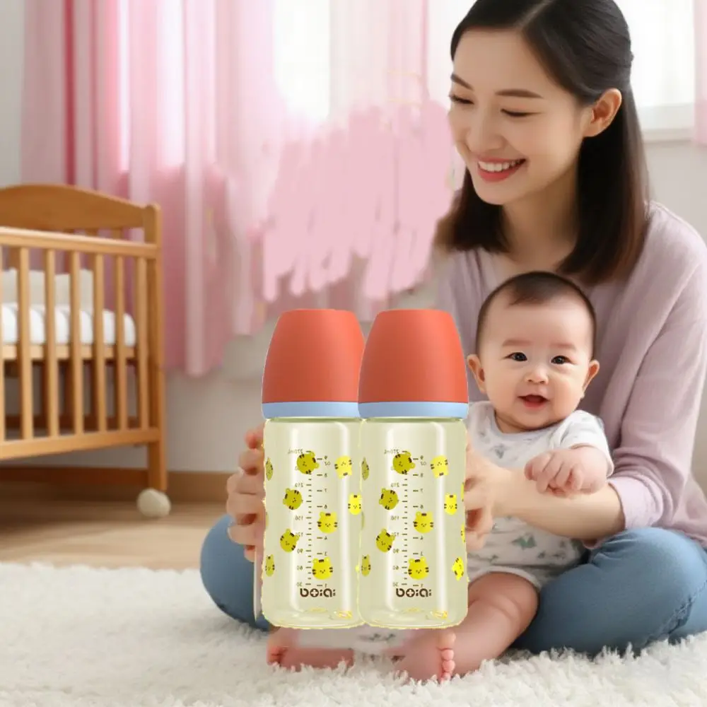 سيليكون الحلمة 270 مللي زجاجة رضاعة للأطفال الغذاء الصف PP زجاجة حليب الأطفال الرضع حديثي الولادة زجاجة رضاعة للأطفال مع مقبض أواني التغذية #2
