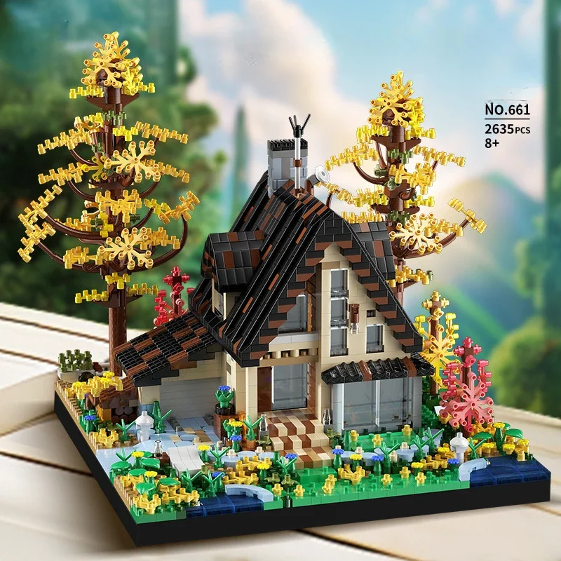 MOC-Maison en bois assemblée pour enfants, jouets de collection dos Hobby, construction de nuits