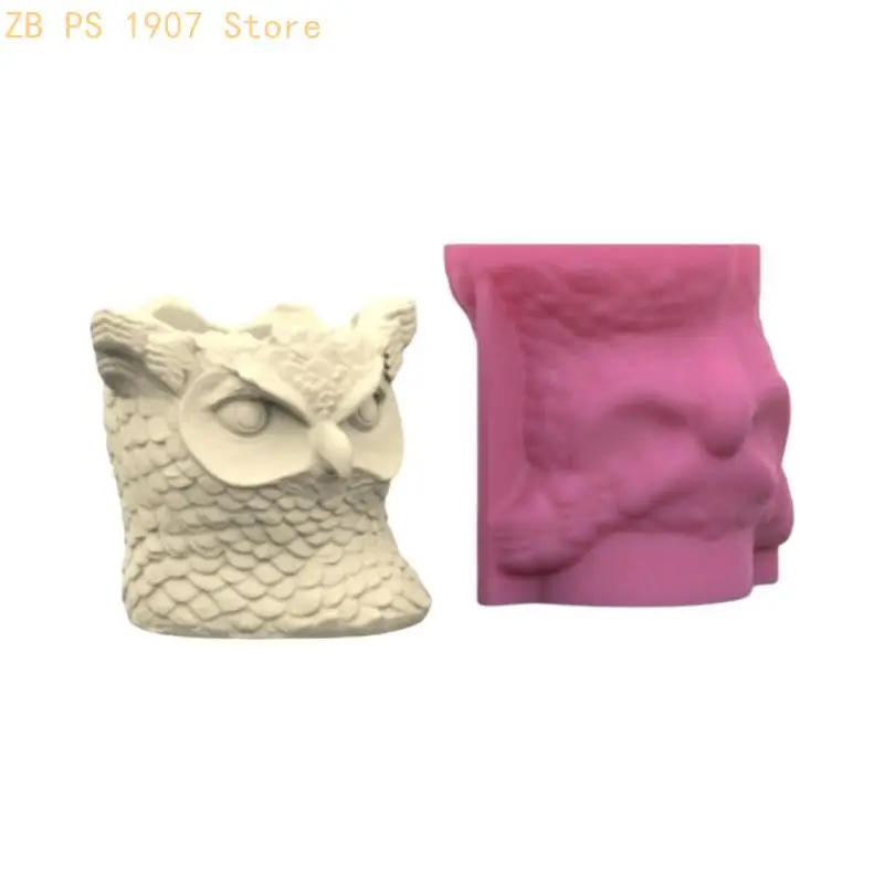 

Owl Flower Pots Silicone Mold Planter Concrete Crafting Moulds 55KA