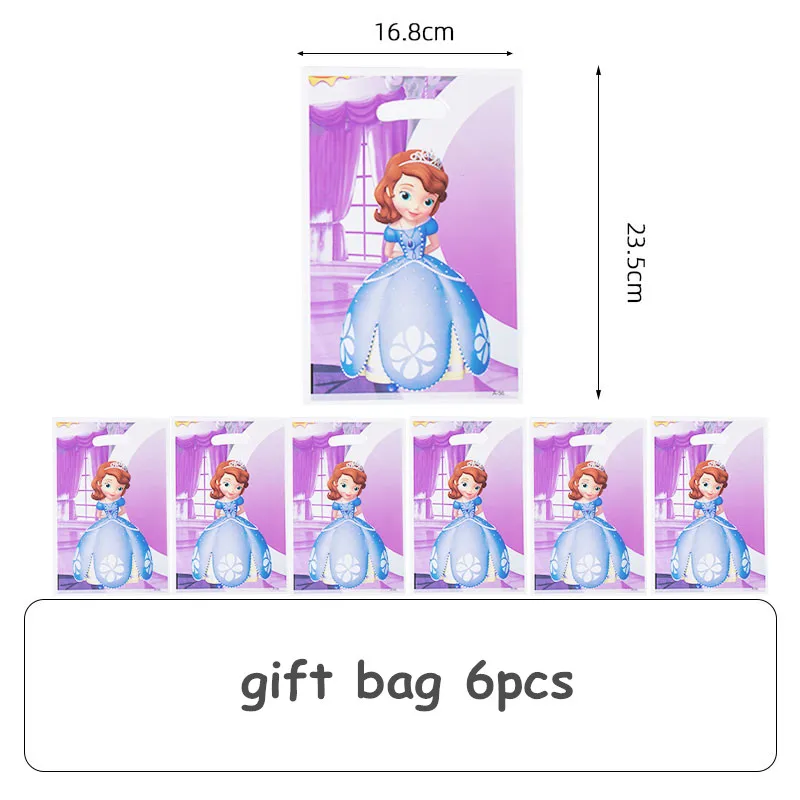 Disney Princess Sofia Girl Birthday Party Decoration Flag Gift Bags Baby Shower Backdrop Sofia Foil Balloons DIY Decor Supplies