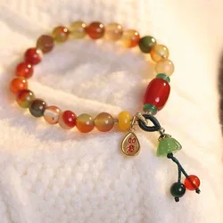 Natural Jade Agate Lucky Lotus Bracelet Exquisite Sexy Young Girls Fashion Real Jewelry Best Selling Holiday Gifts