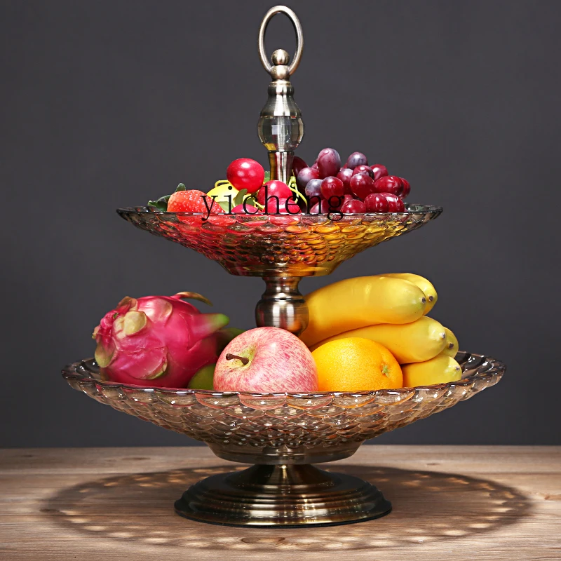 

LSL Fruit Plate Crystal Light Luxury Modern Creative Living Room Coffee Table Decoration Household Fruit Plate