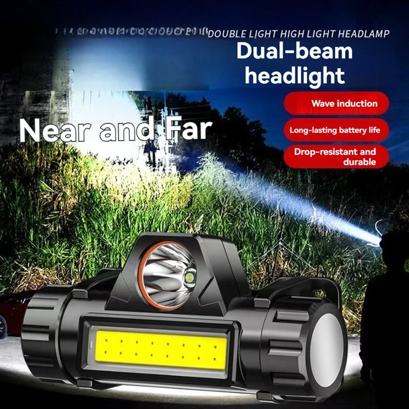 Lampu Depan Led Luar Ruangan 18650 Baterai Bawaan Lampu Depan Super Terang Senter Kepala Portabel Lentera Pancing