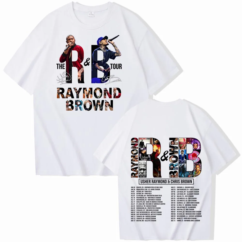 2026 Chris Brown and Usher Tour T-shirt Man Woman Harajuku Short Sleeve O-neck Casual Shirt