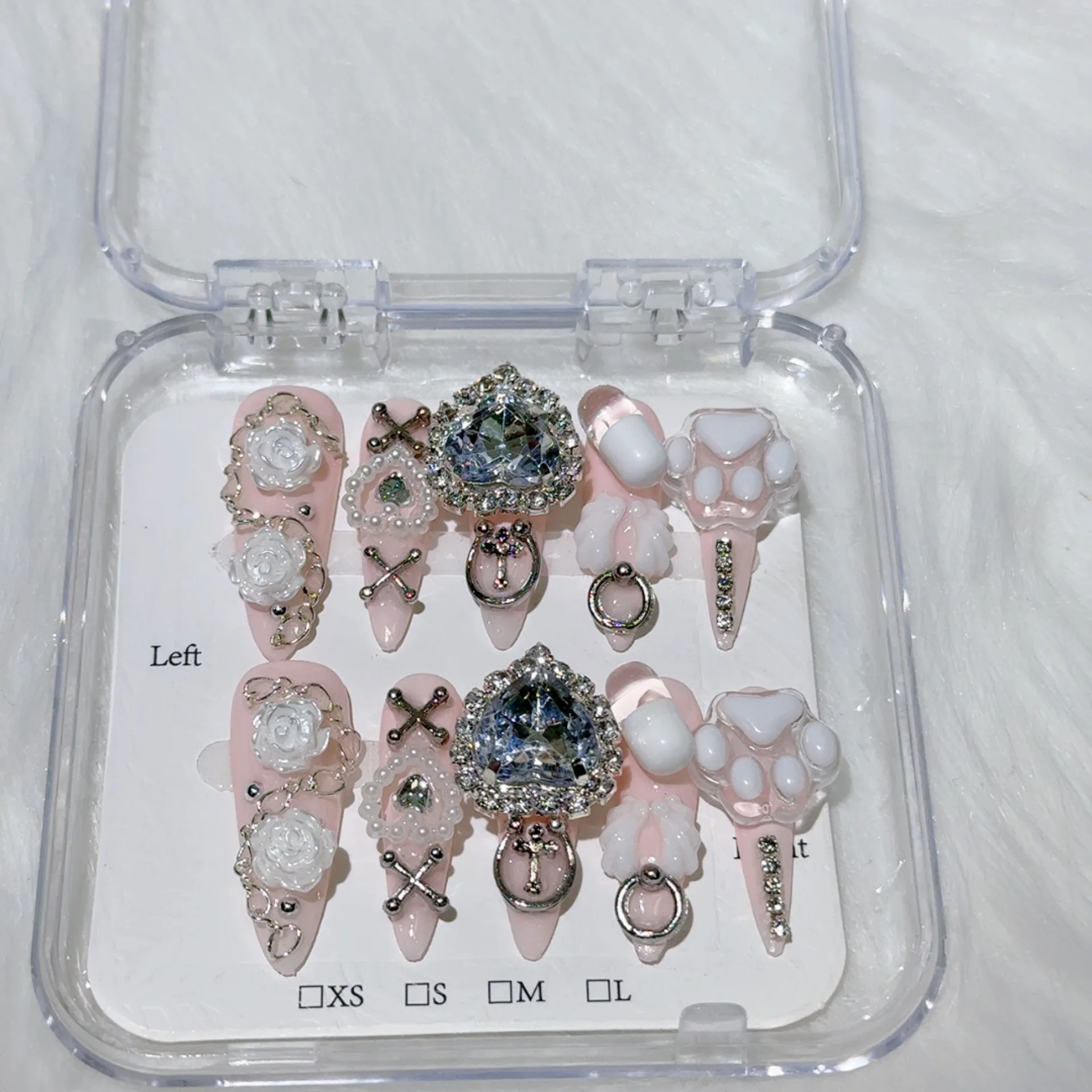 10Pcs 3D Green Flower Handmade Press on Nails French Fake Nails Wearable Stick-on Nails False Nail Uñas Накладные Ногти 네일팁