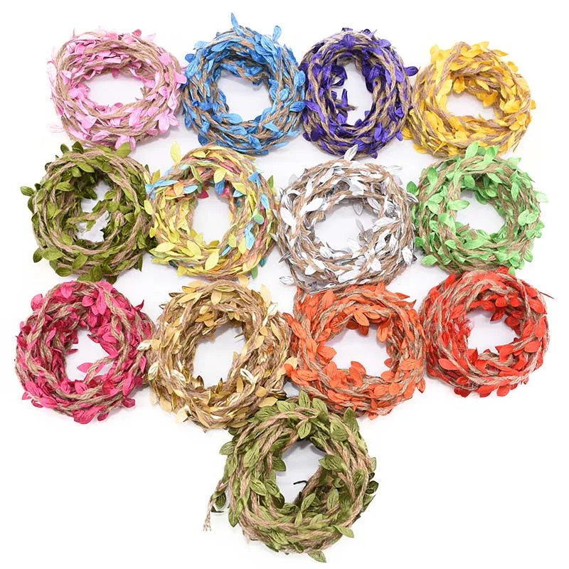 2/5/10M Jute Rope Leaf Shaped Ribbon DIY Gift Wrapping Jute Twine Burlap Rustic DIY Wedding Decor Leaf-shaped Rattan Rope