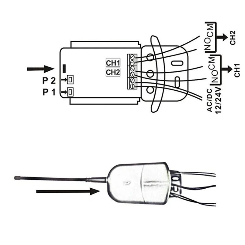 Receptor de controle remoto universal para porta de garagem, 2 canais, 433.92 mhz, interruptor 433mhz, dc ac 12v 24v, 2 canais, módulo de relé rf