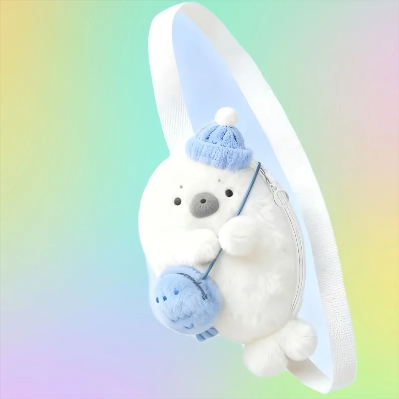 حقيبة ظهر من القطيفة الختم حقيبة سماعة رأس لطيفة كاواي موضة بلوشي حقيبة مدرسية للأطفال حقيبة كتف من الفرو حقائب ظهر نسائية هدية #6