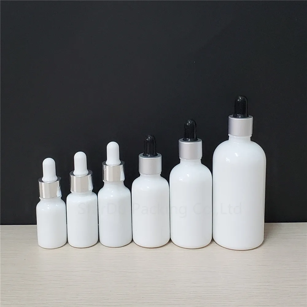 200pcs/lot 10ml/15ml/20ml/30ML/50ml/100ml Essential Oil Glass Bottle Pearl Aluminum Cap Glass Dropper / Essence Empty Bottles