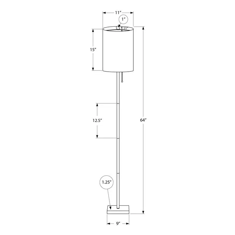 مصباح أرضي معدني أسود معاصر مقاس 62 بوصة مع غطاء كريمي عاجي #3