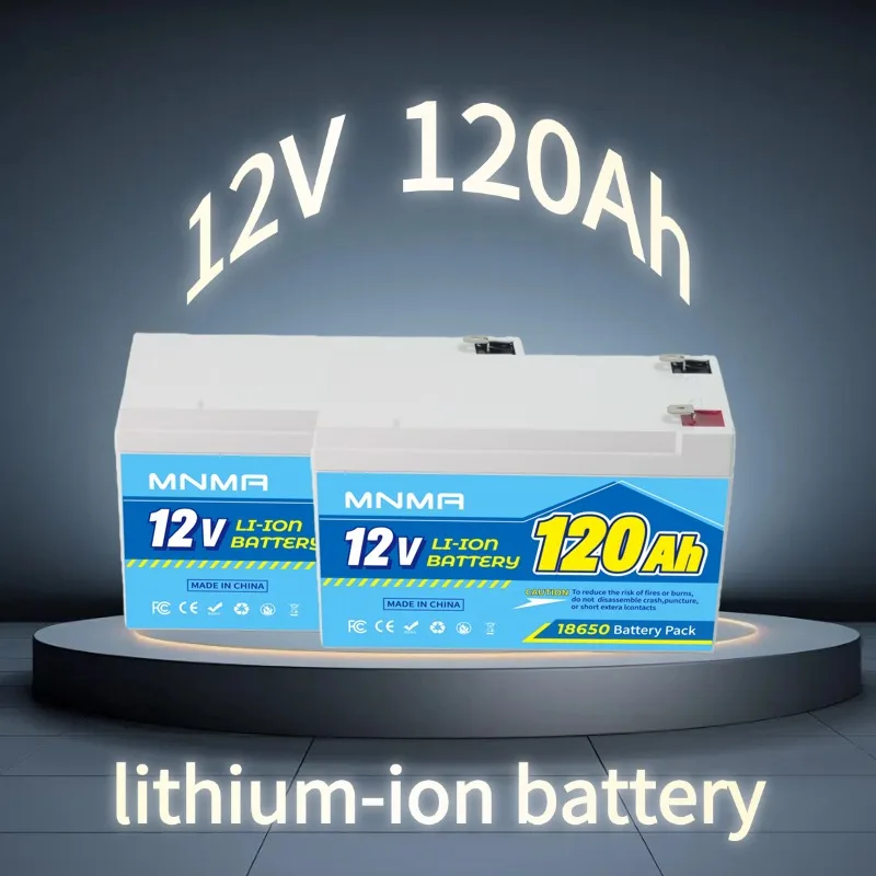 بطارية ليثيوم أيون LiFePO4 12 فولت 120 أمبير قابلة لإعادة الشحن، حزمة بطارية أصلية 18650، مناسبة للطاقة الشمسية وأجهزة كشف الأسماك والكاياك