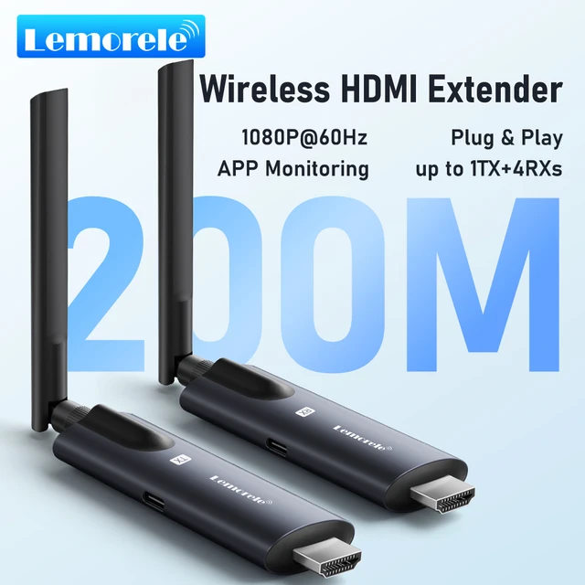 Lemorele 5G 200M Bezprzewodowy Nadajnik i Odbiornik HDMI z Bluetooth do Komputera, TV, Projektora, Monitora - Transceiver Wideo