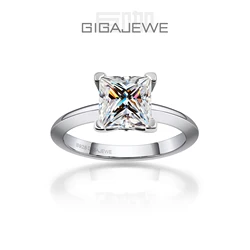GIGAJEWE 1.2ct 6.0mm D Princess 18K White Gold Plated 925 Silver Moissanite Ring Grilfriend Woman Gift Love Token Woman Girl Gif