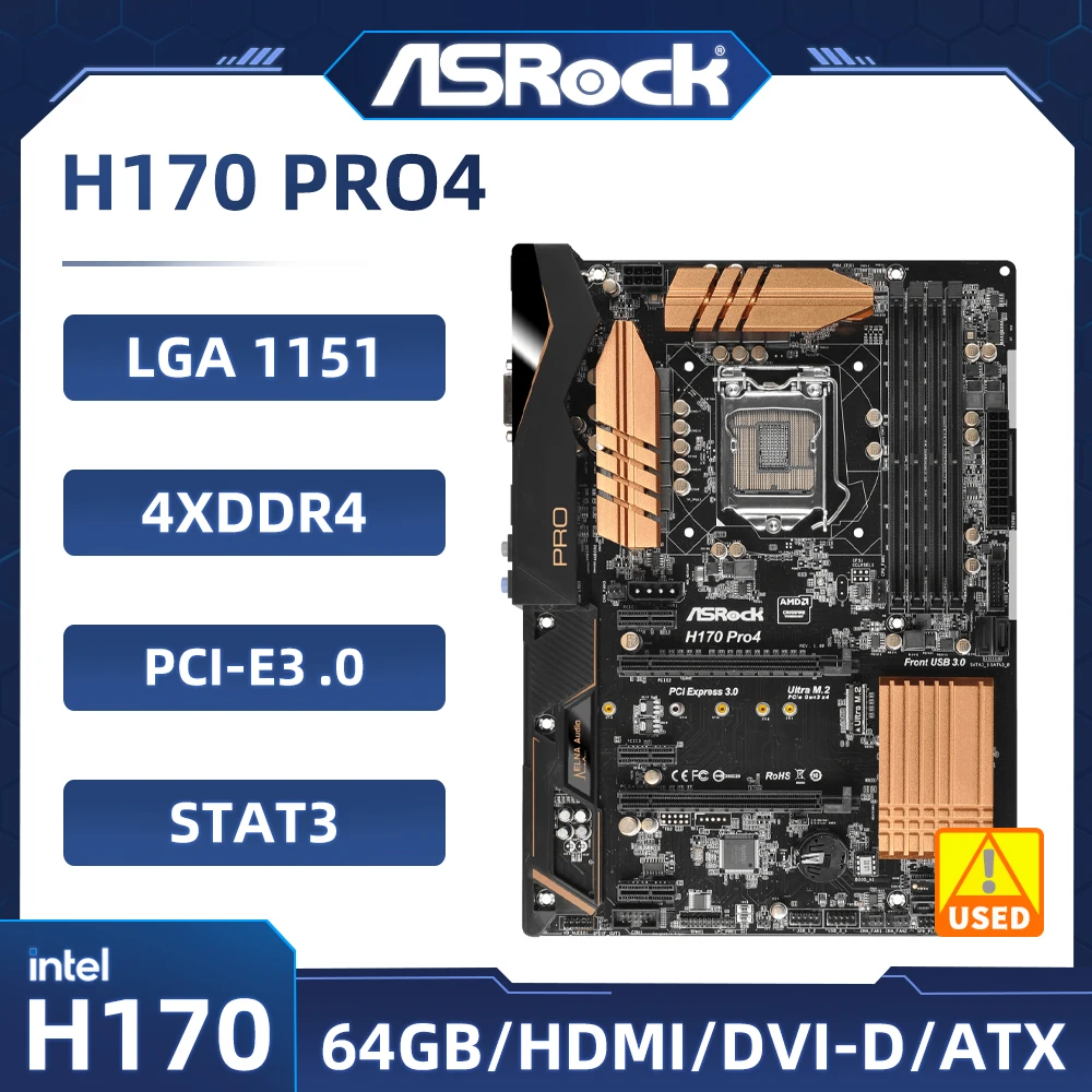 

Intel H170 Motherboard ASRock H170 Pro4 Motherboard LGA 1151DDR4 64GB M.2 USB 3.1ATX Supports 7th/6th Gen Core i5-7400 cpu