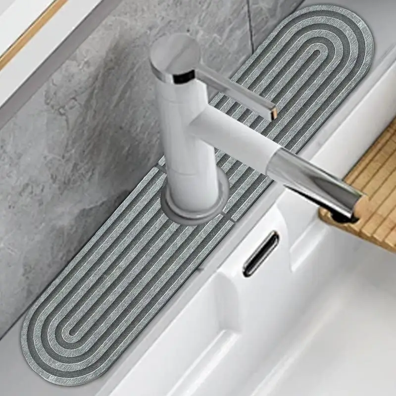 Faucet Absorbent Mat Absorbent Splash Sink Protector Faucet Drip Catcher Tray Pad For Bathroom Countertop