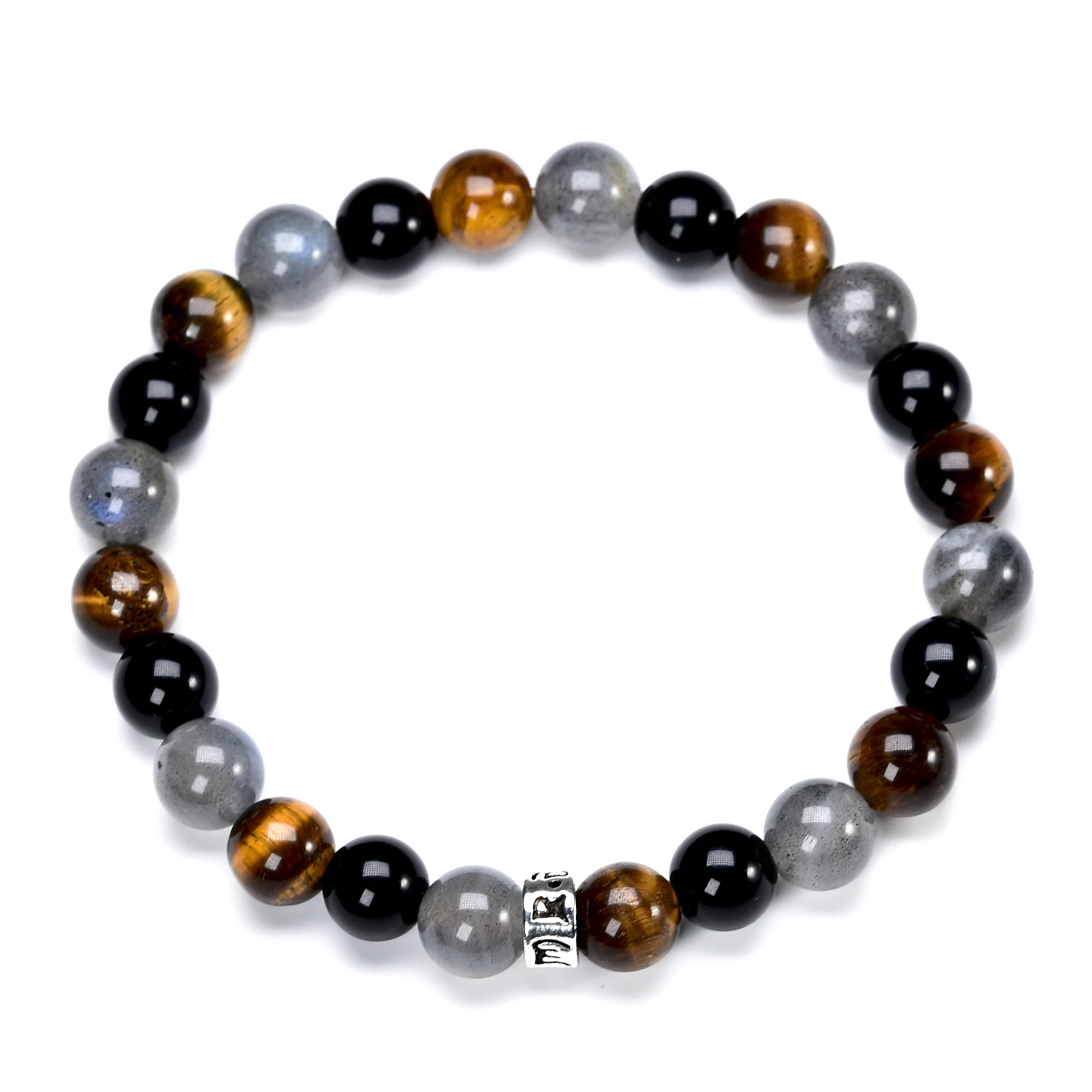 

Protection Bracelets for Women Men Tibetan Buddhism Mantra OM Charm Natural Labradorite Tiger Eye Obsidian Crystal Bracelet 8mm