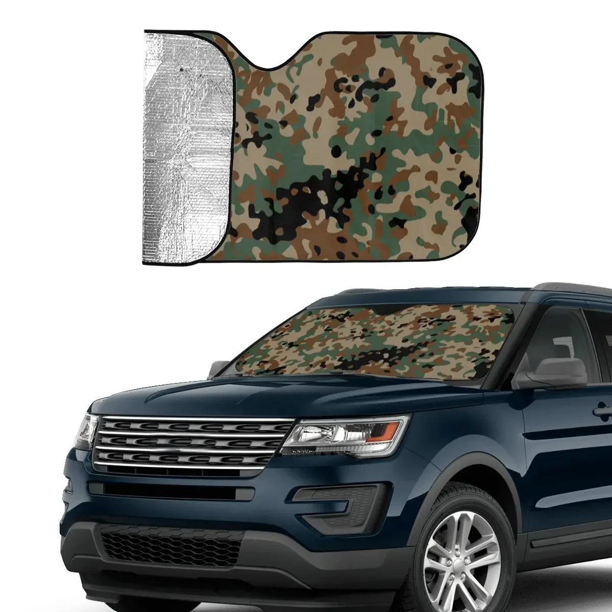 Flecktarn Camouflage Windshield Sunshade Army Military Camo Retractable Cover Front Block Window Car Sunshade Car-styling