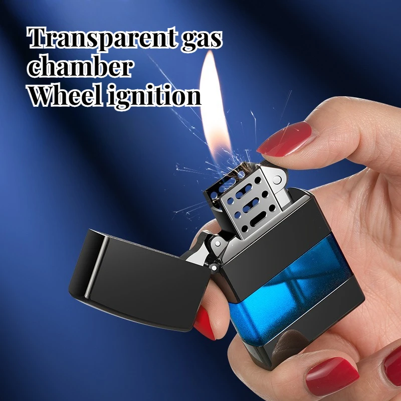 New Fashion Perspective Window Open Flame Gas Lighter Convenient Home Igniter Men's Cigarette Accessories Gift