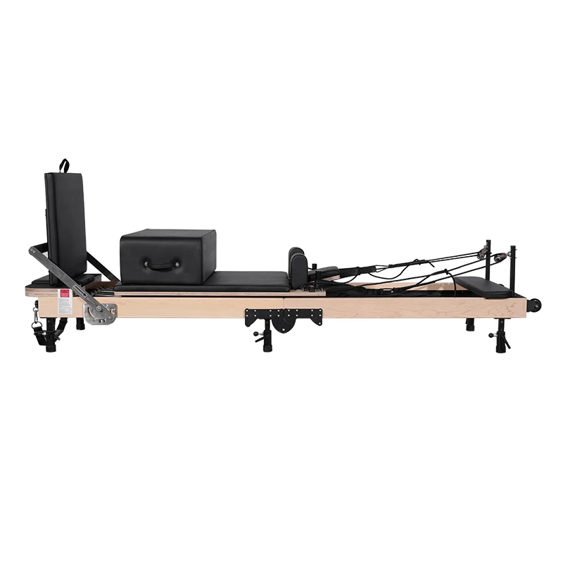 For Foldable Pilates Reformer in Oak Maple or Beech Wood for Fitness Center Use Model W03570 Size 2380x950x240mm
