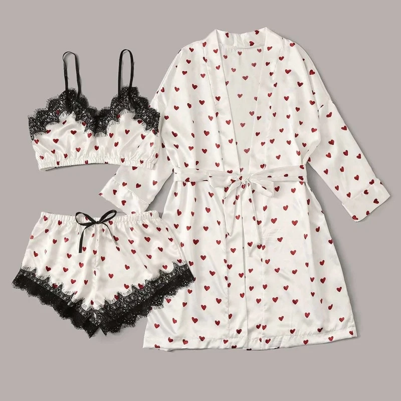 

Wholesale Women Heart Shaped Summer Homewear Strapless Lace Ice Silk Soft Breathable Lightweight Casual Indoor Daily Loungewear