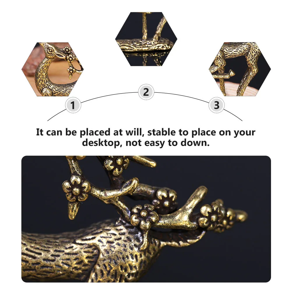 

1pc Pure Copper Deer Statue Sika Sculpture Craft Bronze Desktop Ornament For Home Office Interior Decorative Art Gift