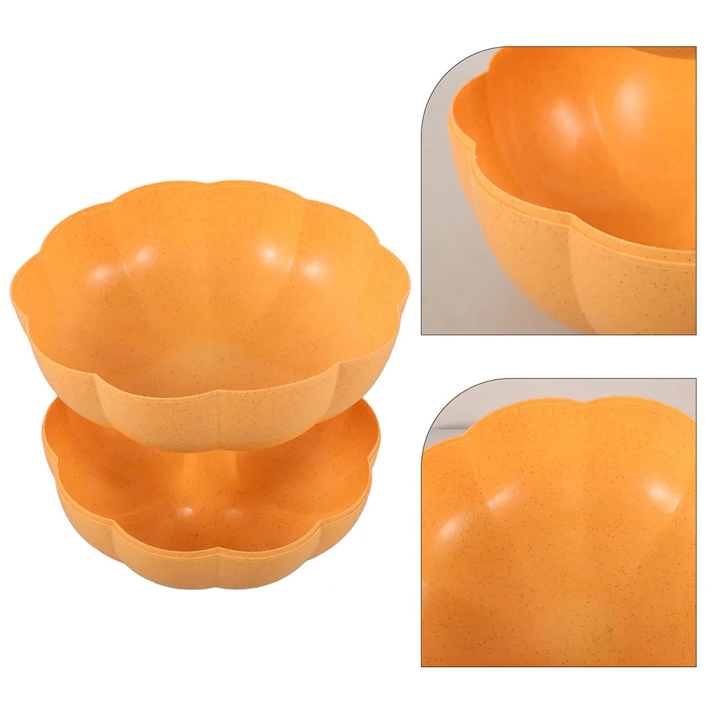 

2 Pcs Double Layer Dried Fruit Plate Decor Storage Tray Bowl Wheat Fiber Decorative