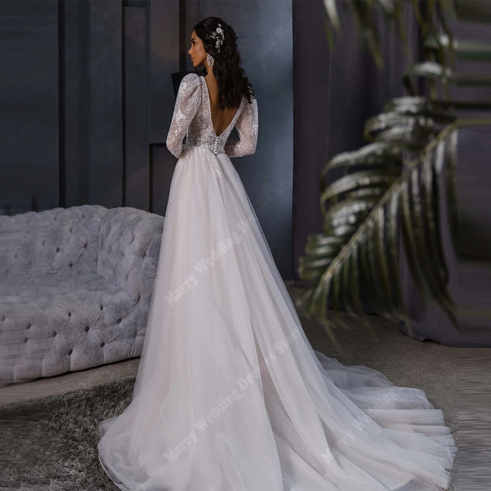 2025, fascinerende a-lijn trouwjurken voor dames, modern elegant kant, bloemenprint, bruidsjurken, feest, rugloze gewaden de mariee