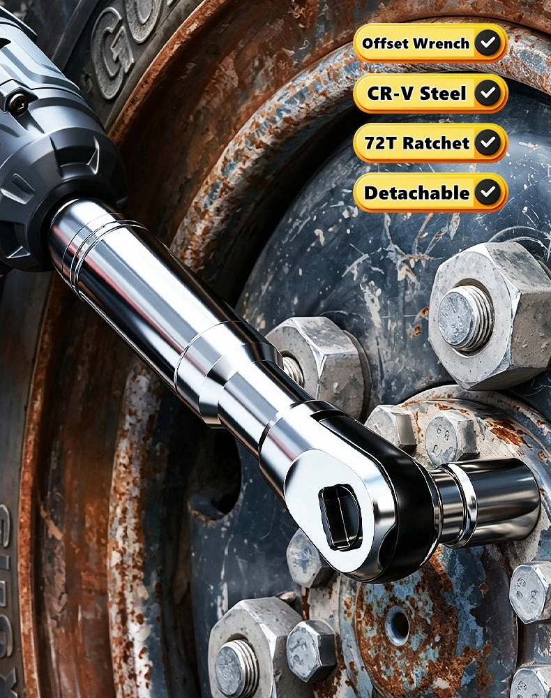 1/2-Zoll-Antrieb, 72-Zahn-Ratschenschlüssel, kurzer Kopf, hohes Drehmoment, für beengte Stellen, Druckluft-Schlagschraubenschlüssel, Handwerkzeug für Motorradreparaturen – Detail 1