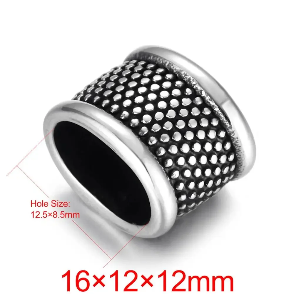 Stainless Steel Slider Beads Dots Oval Hole fit 12x6mm Slide Charm for Leather Bracelet Making Jewelry DIY Accessories