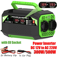 12V to 220V 110V Power Inverter 300W 500W 600W 1000W Peak USB C Fast Charge Silent Cooling Fan Solar Car Home Emergency Use