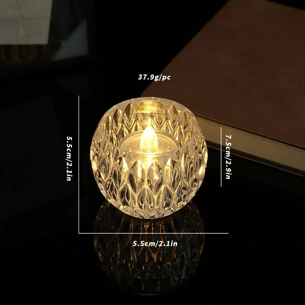 Transparent Flameless LED Candle Realistic Flame Romance TeaLight Candle Warm Yellow Smokeless Simulation Candle Valentine's Day
