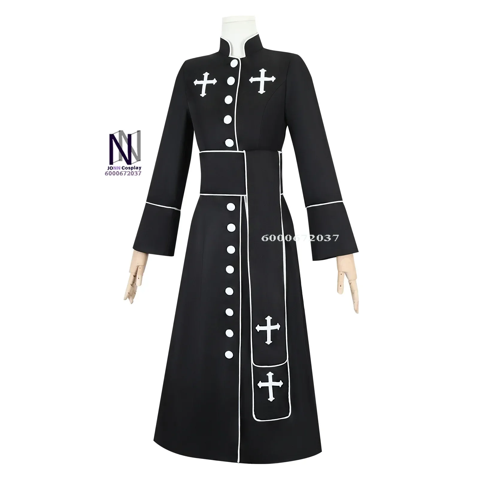 Halloween Cosplay Costume Church Clergy Priest Priest Black Robe Girdle Girdle Preacher Halloween Carnival Party Cosplay Costume