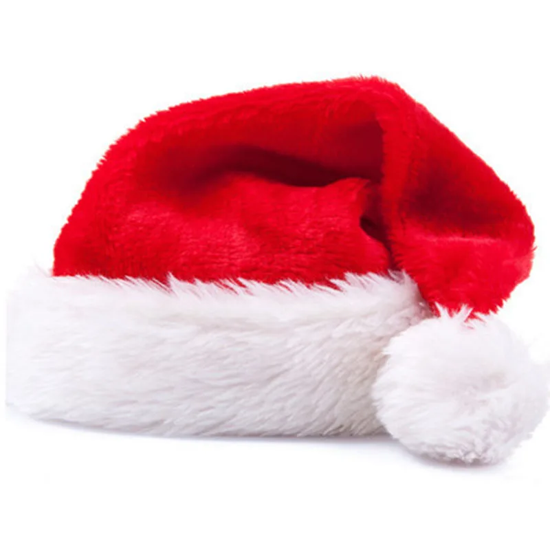 Christmas Hat Santa Hat with Comfort Lining Plush Brim Hats for Adults Xmas Party Santa Claus Costume Unisex for adult kids