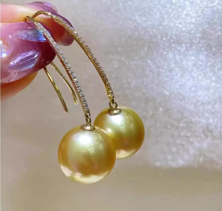 

charming Pair of 10-11mm 9-10mm natural south sea white gold round pearl earring 925s