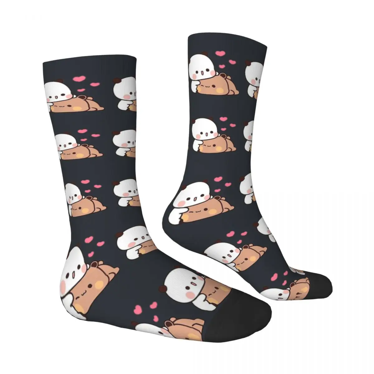 Panda Cartoon Panda And Brownie Bear Couple Men Women Socks Windproof Novelty Spring Summer Autumn Winter Stockings Gift