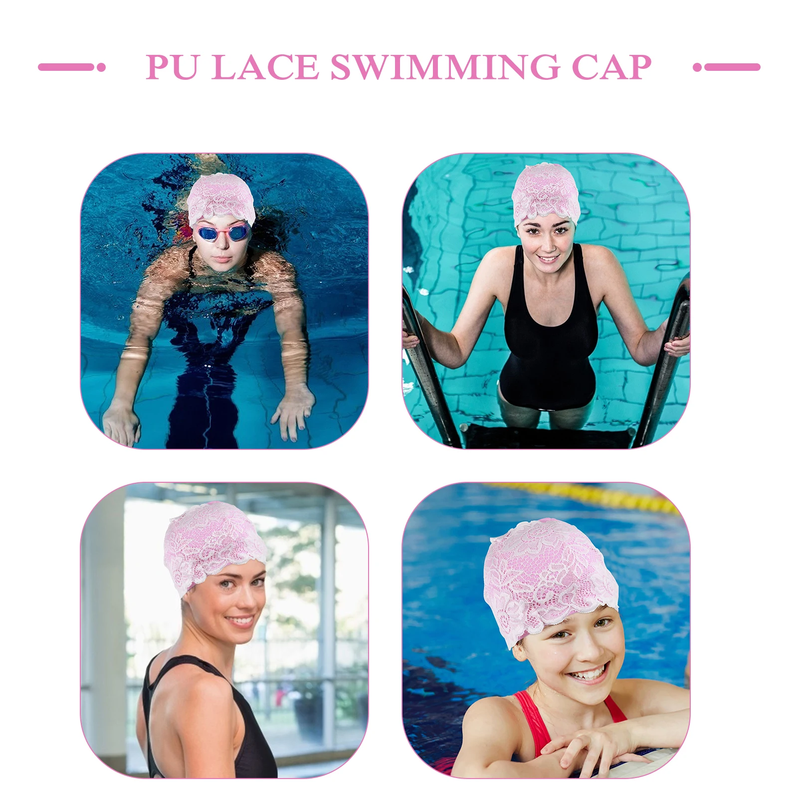 

Shower Cap for Women Caps Reusable Ladies Swim Swimming Bathing Waterproof Hats