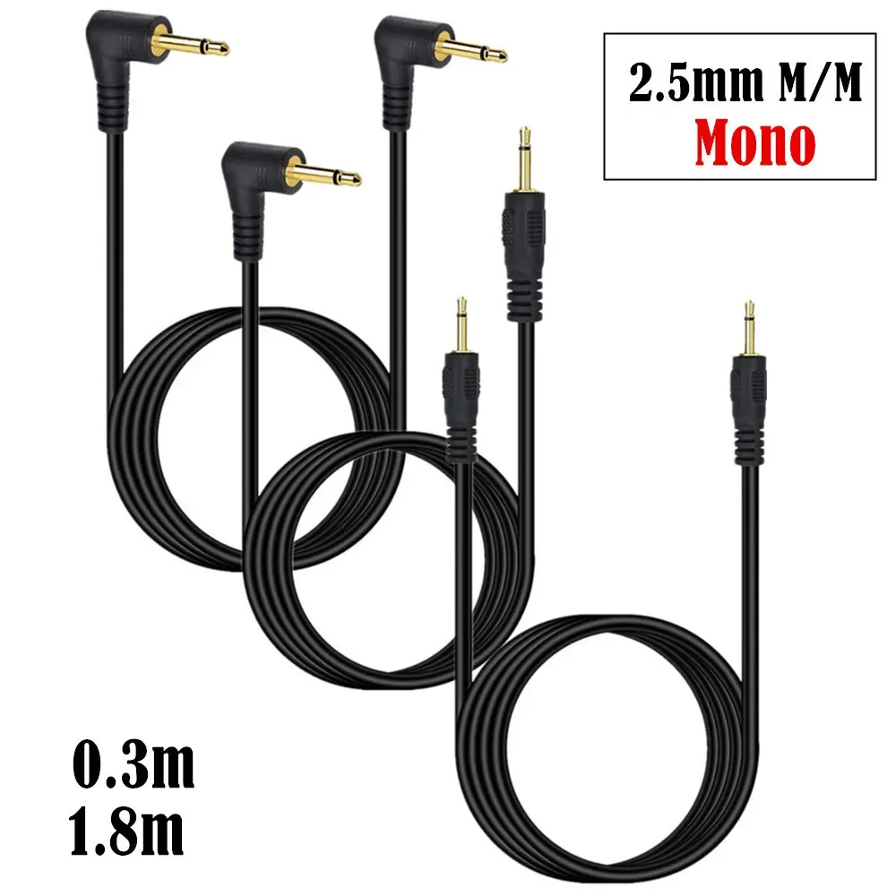 2,5 mm monofoniczny wtyk męski na męski kabel audio 90 stopni pod kątem prostym 2-biegunowy kabel AUX 0,3 m 1,8 m