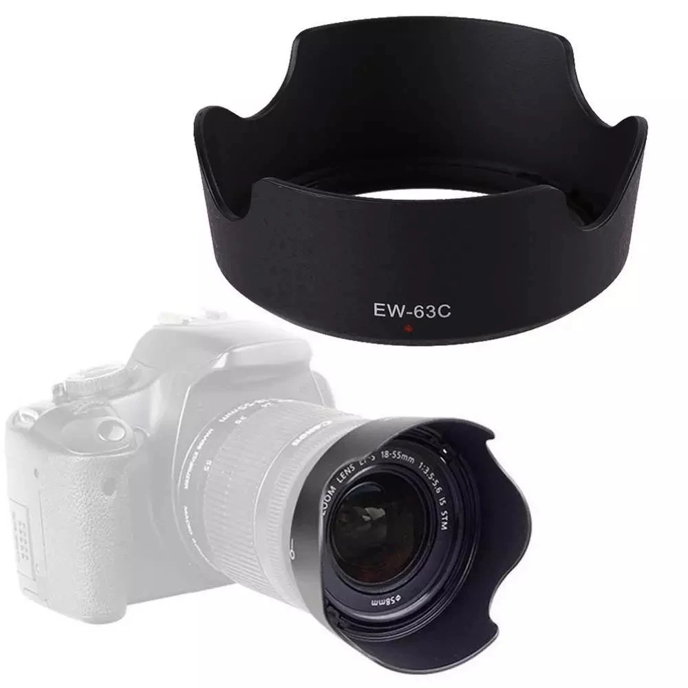 

1PC Black ABS Lens Hood EW-63C EW63C for Canon EF-S 18-55mm f/3.5-5.6 IS STM camera lens hood lens protetor ew 63c