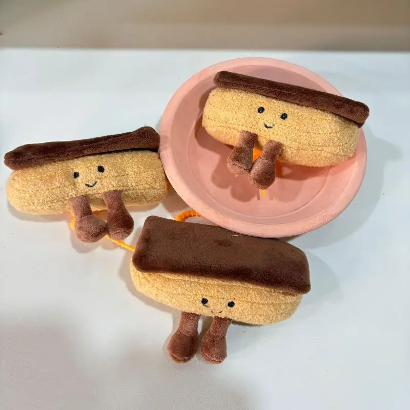 LLavero de peluche de pan de tarta de huevo simulado, muñeca bonita de la serie del té de la tarde para mochila, colgante decorativo, regalo, 1 ud.