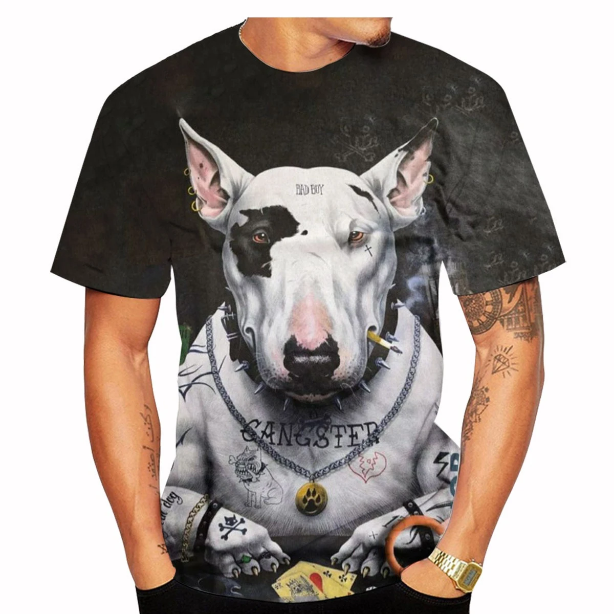 Funny Bull Terrier T-Shirts Pet Dog 3D Print Streetwear Men Women Fashion Oversized Short Sleeve T Shirt Kids Tees Tops Clothing