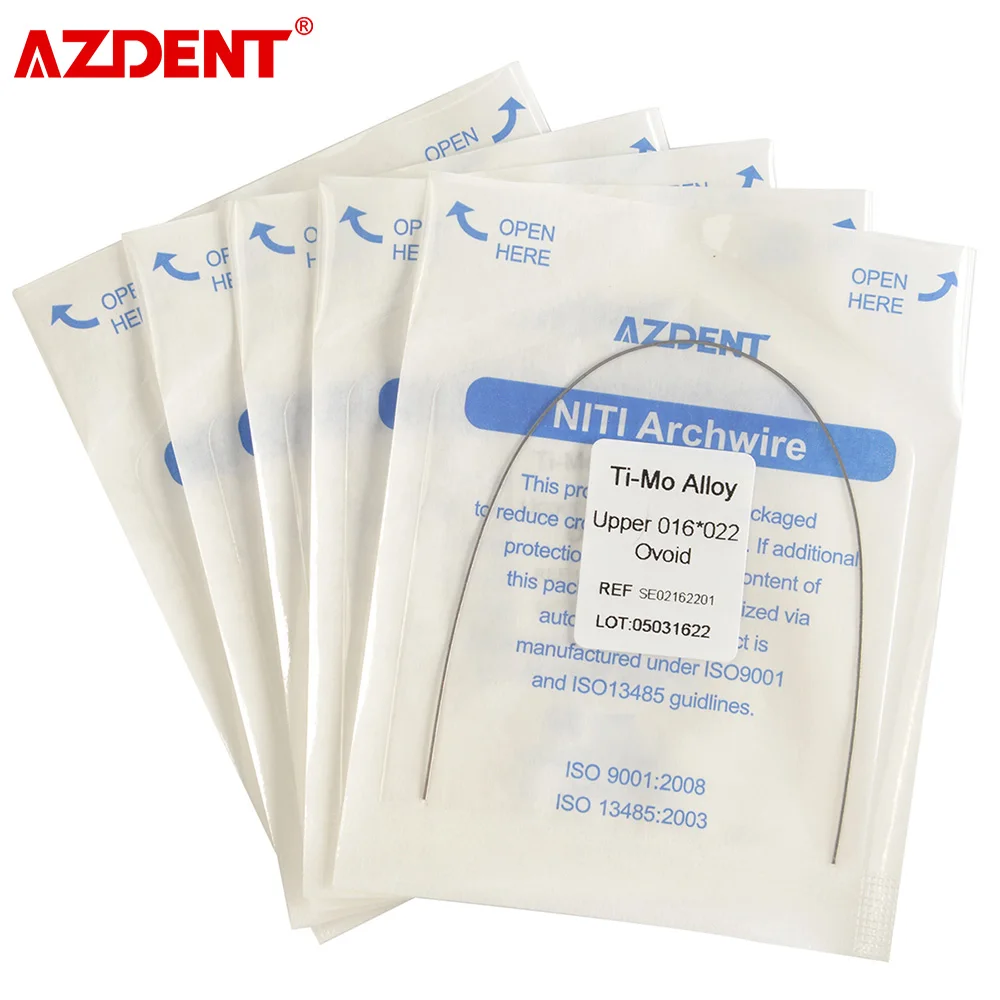 

5 Packs AZDENT Dental Orthodontic TMA Beta Titanium Molybdenum Ti-Mo Alloy Arch Wire Rectangular Ovoid Form 1pc per Pack